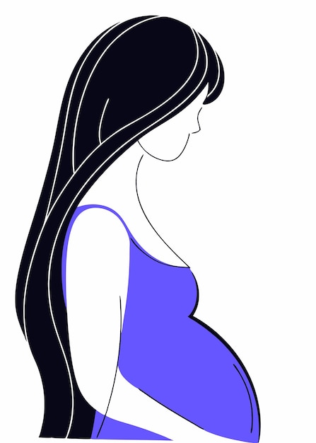 Mujeres embarazadas en línea de arte sobre fondo blanco