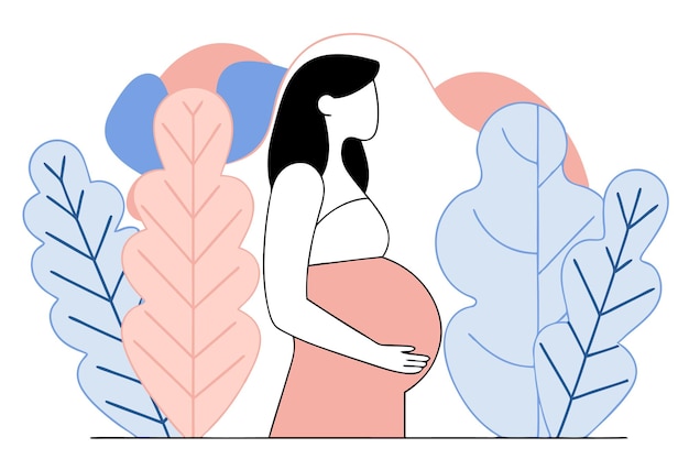 Mujeres embarazadas en línea de arte sobre fondo blanco