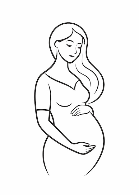 Mujeres embarazadas en línea de arte sobre fondo blanco
