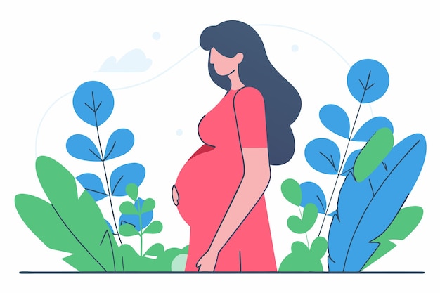 Mujeres embarazadas minimalistas en línea de arte sobre fondo blanco