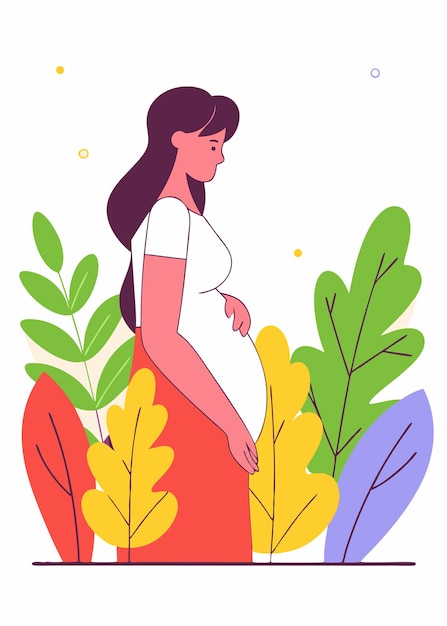 Mujeres embarazadas minimalistas en línea de arte sobre fondo blanco