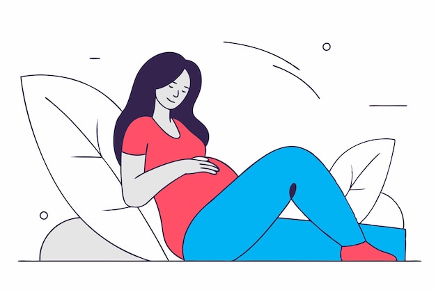 Mujeres embarazadas minimalistas en línea de arte sobre fondo blanco