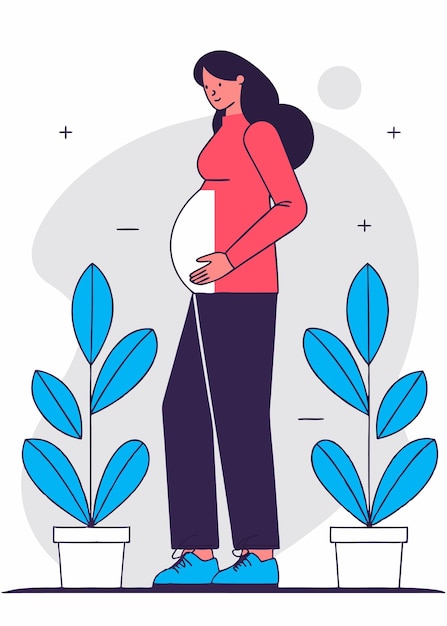 Mujeres embarazadas minimalistas en línea de arte sobre fondo blanco