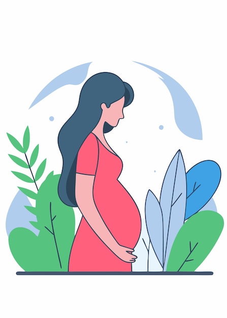 Mujeres embarazadas minimalistas en línea de arte sobre fondo blanco