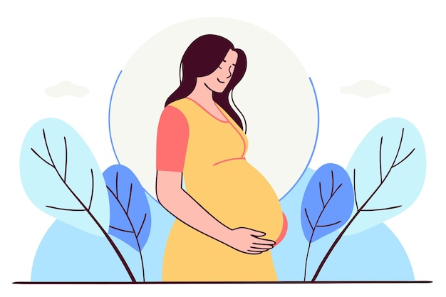 Mujeres embarazadas minimalistas en línea de arte sobre fondo blanco