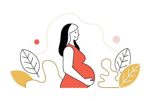 Mujeres embarazadas minimalistas en línea de arte sobre fondo blanco