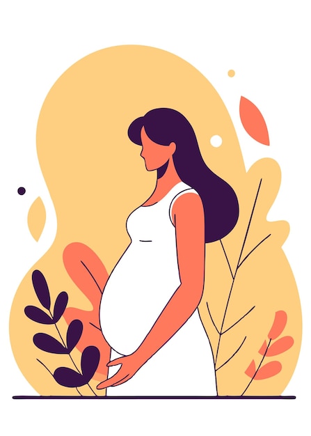 Mujeres embarazadas minimalistas en línea de arte sobre fondo blanco