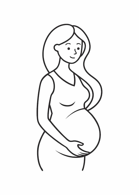 Mujeres embarazadas minimalistas en línea de arte sobre fondo blanco