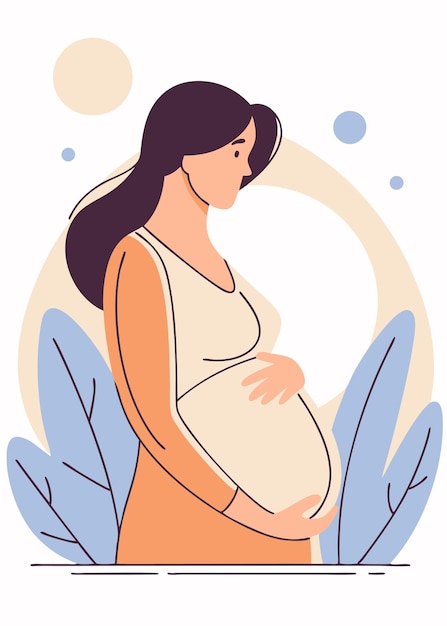 Mujeres embarazadas minimalistas en línea de arte sobre fondo blanco