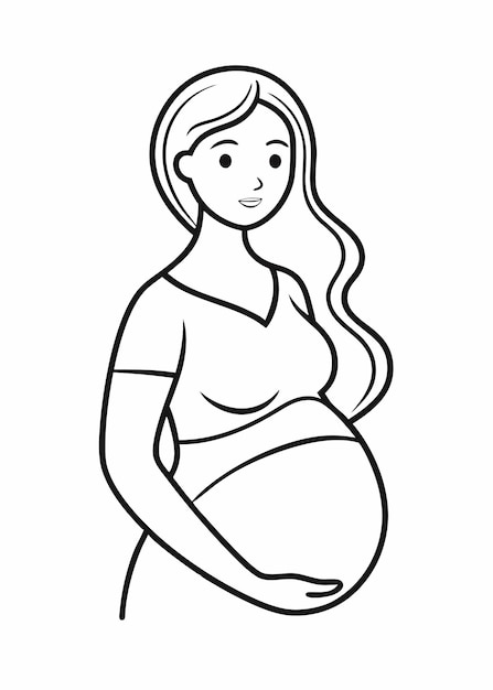 Mujeres embarazadas minimalistas en línea de arte sobre fondo blanco