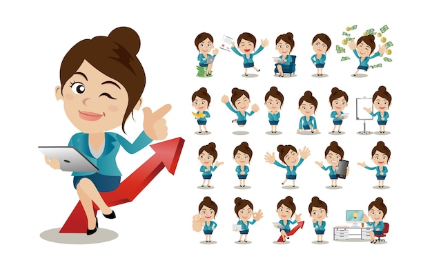 Vector mujeres empresarias con diferentes poses.