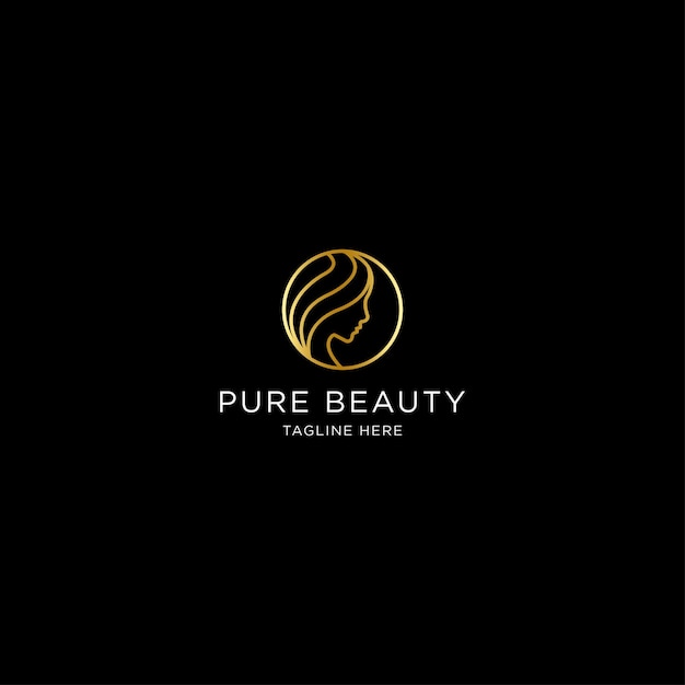 Las mujeres se enfrentan a la plantilla de diseño de icono de logotipo de belleza pura elegante lujo moderno Spa cosmético vector