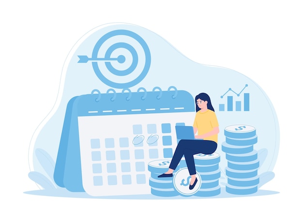 mujeres haciendo el chequeo financiero anual en el concepto de negocio ilustración plana