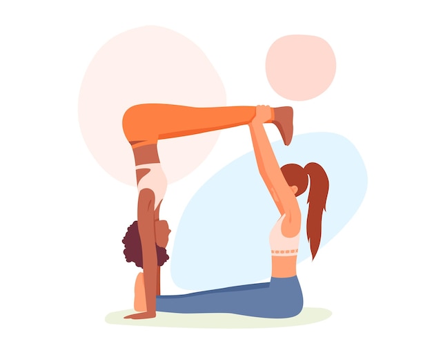 Mujeres haciendo ejercicio de yoga Amigas haciendo deportes juntas Practicando yoga con una amiga
