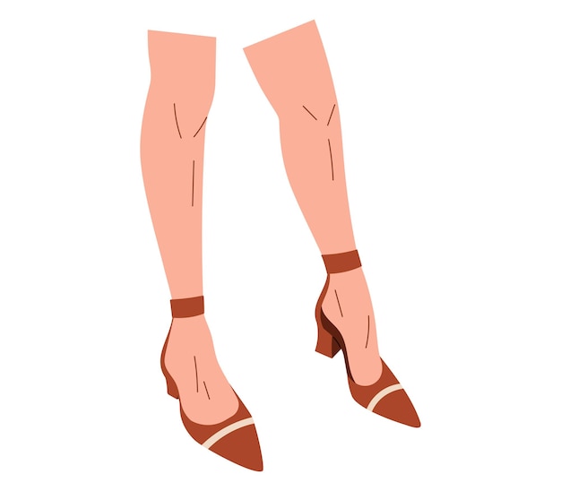 Mujeres hermosas piernas delgadas en zapatos rojos de tacos altos vector ilustración de moda aislada