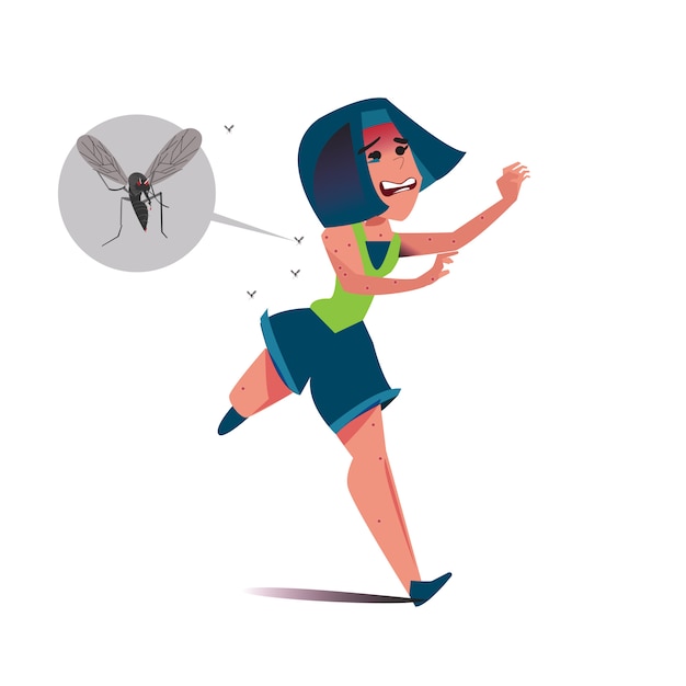 Vector las mujeres huyen de los mosquitos - vector