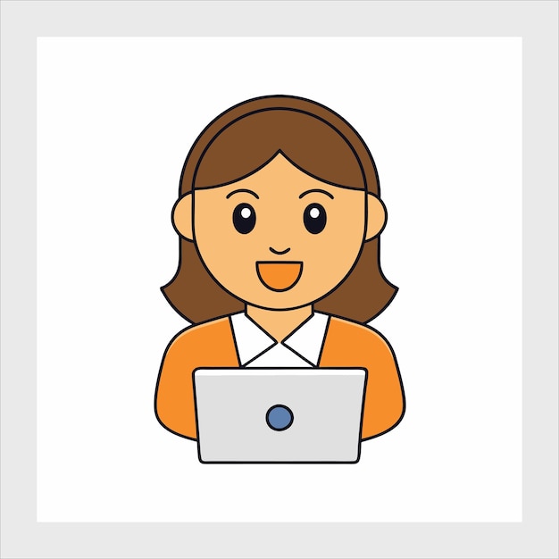 Mujeres con ilustración vectorial de portátil