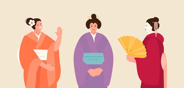 Mujeres japonesas en trajes tradicionales