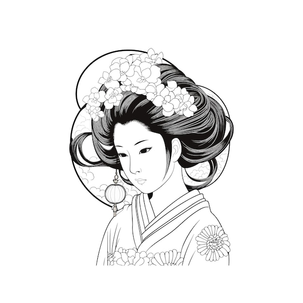 Vector mujeres japonesas con vector de kimono