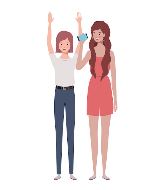 Mujeres jovenes que se colocan en blanco