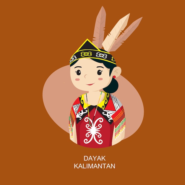 Vector mujeres de kalimantan con ropa tradicional