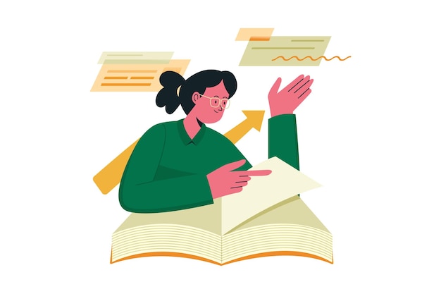 Vector las mujeres leen libros grandes y gruesos para mejorar su concepto de diseño de ilustración vectorial de negocios