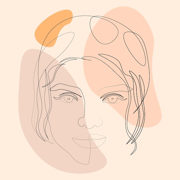 las mujeres minimalistas se enfrentan al concepto de arte de línea de retrato