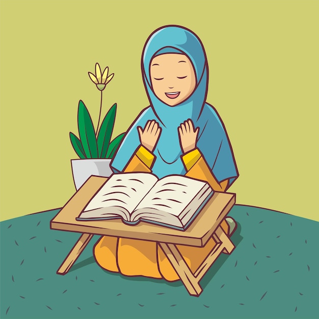 Mujeres musulmanas con hiyab leyendo el Corán
