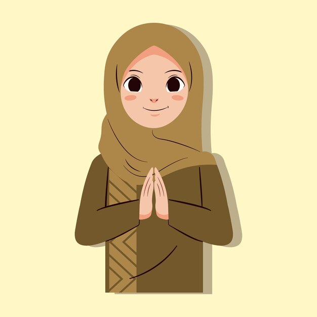 Vector mujeres musulmanas con personajes para el eid al fitr ilustraciones