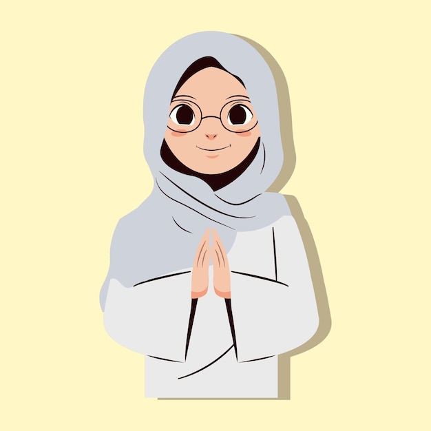 Mujeres musulmanas con personajes para el Eid Al Fitr Ilustraciones