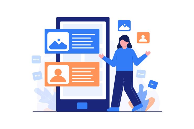 Vector mujeres de negocios con diseño de ilustración plana de redes sociales