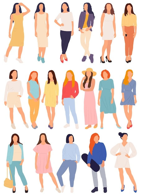 Mujeres niñas en vector de fondo blanco