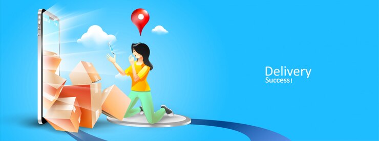 Vector mujeres con paquete de entrega urgente por teléfono, paquete de entrega exitoso
