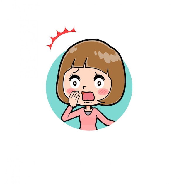 Mujeres de personaje de dibujos animados lindo, sorpresa