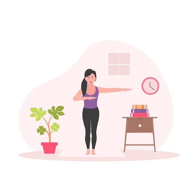 Mujeres en una posición de ejercicio ilustración vectorial plana