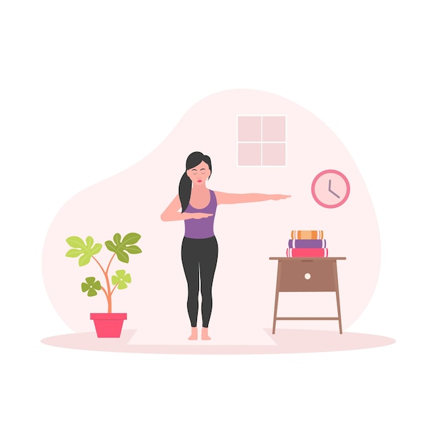 Vector mujeres en una posición de ejercicio ilustración vectorial plana