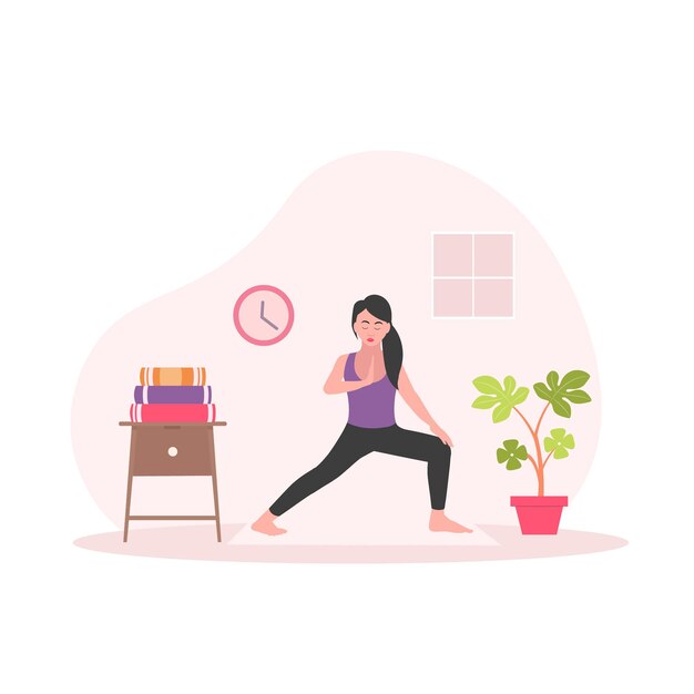 Mujeres en una posición de ejercicio ilustración vectorial plana