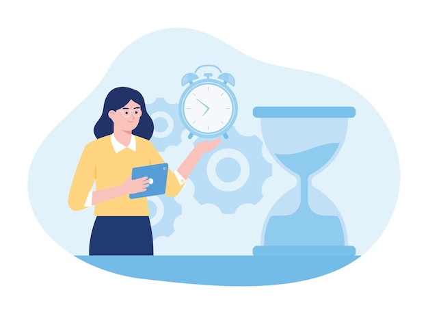 mujeres que gestionan el concepto del tiempo ilustración plana