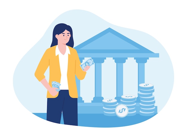 mujeres que obtienen un préstamo concepto ilustración plana