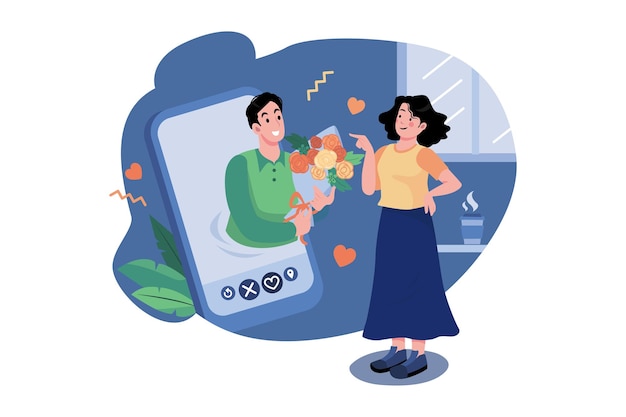 Mujeres que seleccionan el uso de la aplicación de citas.