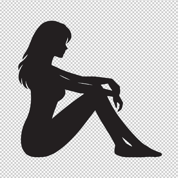 Mujeres sentadas en silueta aisladas sobre un fondo blanco