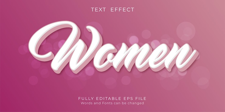 Vector mujeres de texto editables con estilo de texto tridimensional.