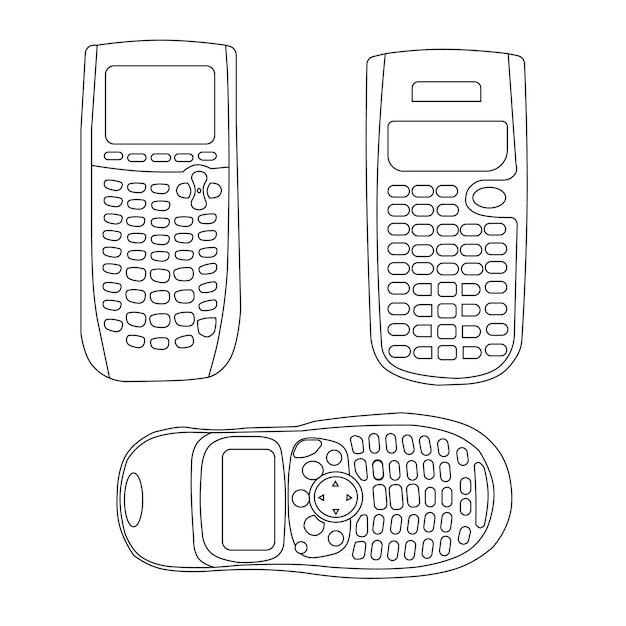 Vector multi viwe calculadora científica calculadora gráfica esquema del icono de la calculadora