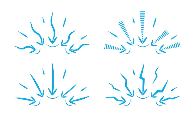 Vector múltiples flechas que apuntan al estilo de la línea central ilustración vectorial aislada