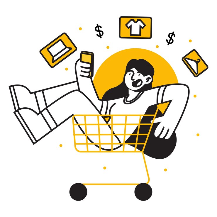 Múltiples opciones de conjunto de ilustraciones de caracteres de estilo de esquema de comercio electrónico. Perfecto para diseño web