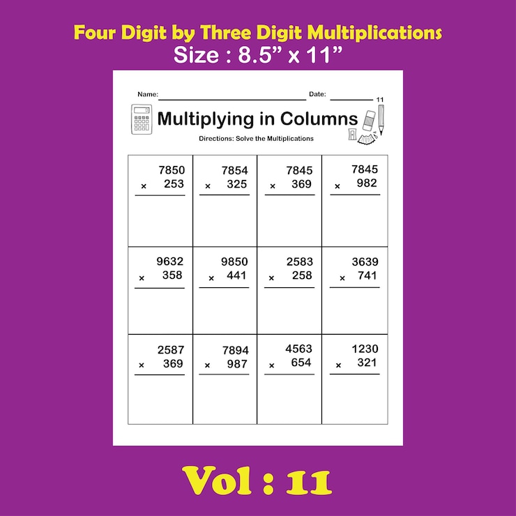 Multiplicaciones de 4 y 3 dígitos- vol 11