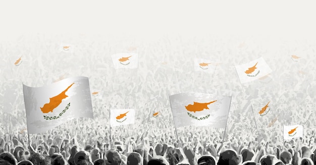 Multitud abstracta con bandera de Chipre Los pueblos protestan revolución huelga y manifestación con bandera de Chipre