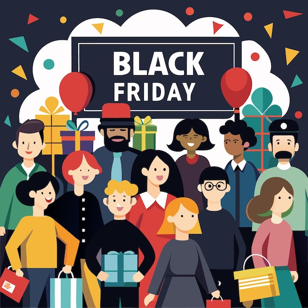 Multitud diversa de personas haciendo compras el Viernes Negro
