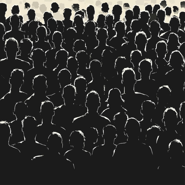 una multitud de personas están de pie en un gran grupo