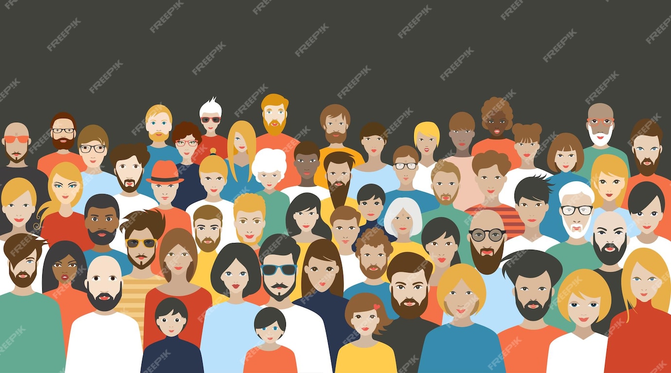 Multitud De Personas Un Gran Grupo De Diferentes Personas Vector